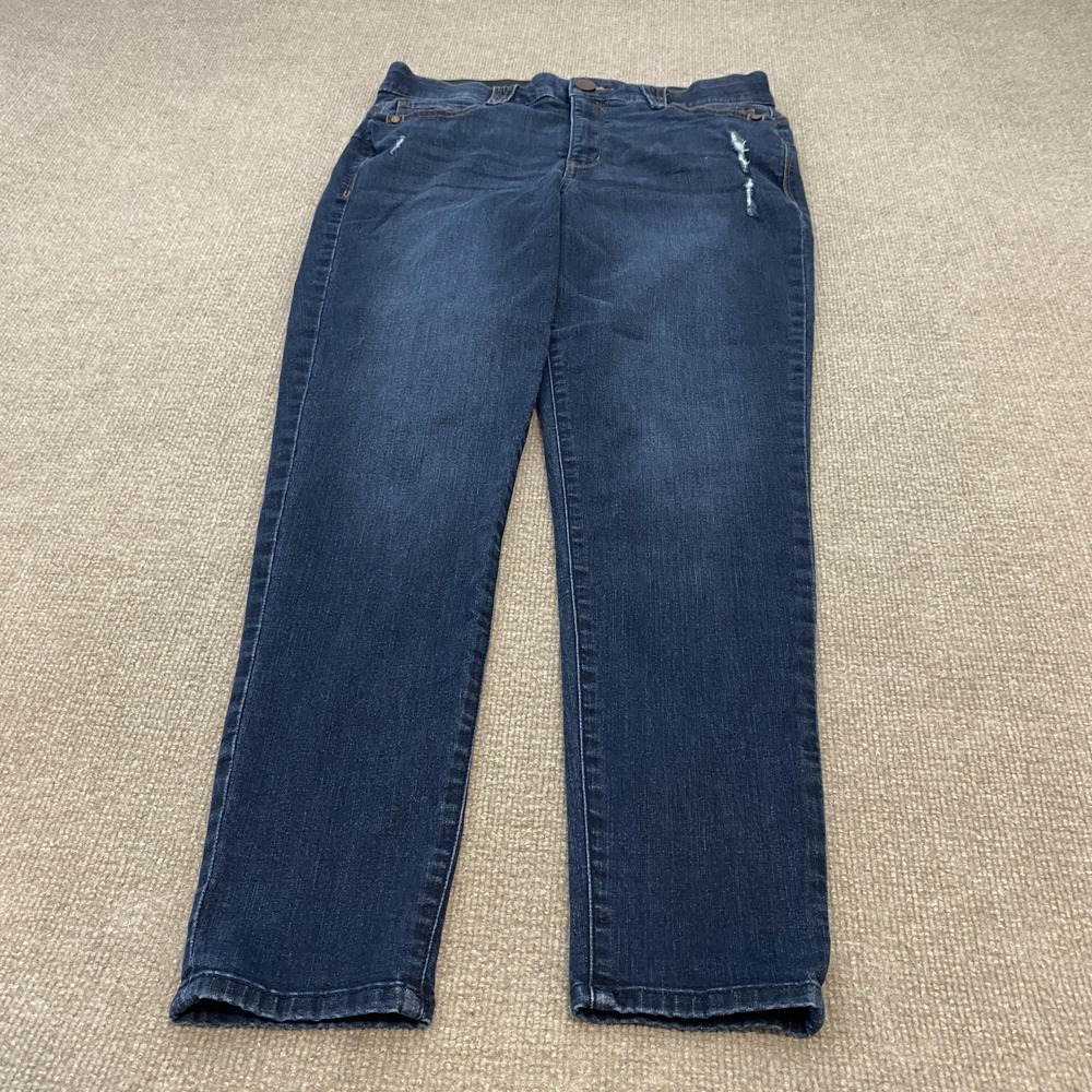 Democracy Absolution Straight Jeans Womens 12 Blue Dark Wash High Rise Stretch